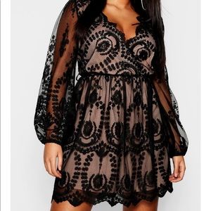 Boohoo lace skater dress